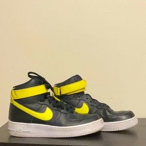 Nike High Top Air Force 1’s. Black and Yellow